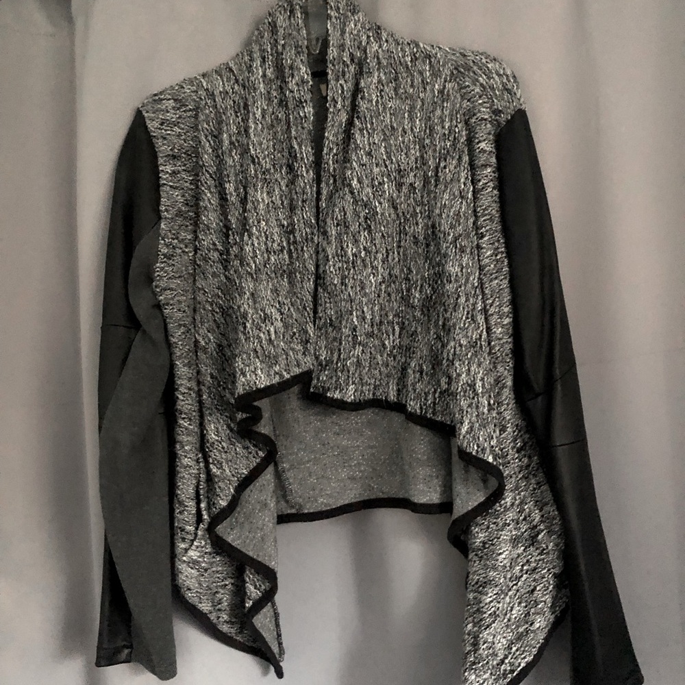 Women's tweed pleather jacket, size L.